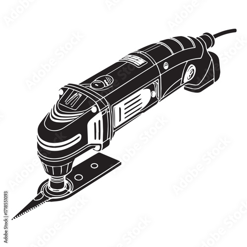Black oscillating multi tool Silhouette Vector, High Quality Illustration on White Background