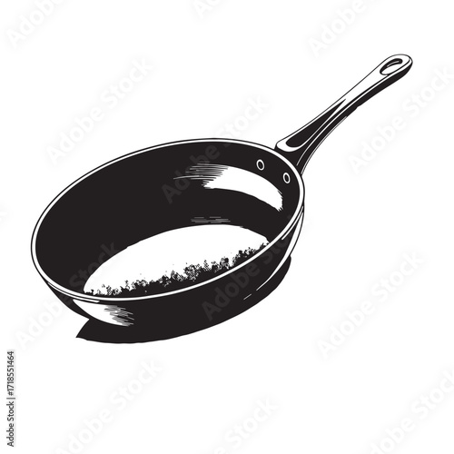 Black non stick frying pan Silhouette Vector, High Quality Illustration on White Background