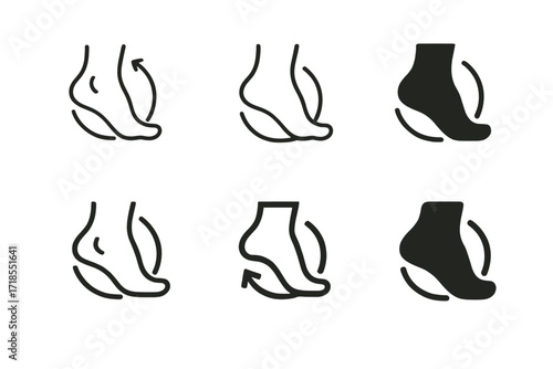 Mobility Exercise Logos. Mobility exercises. Set Logo of Mobility exercises: ankle rotation. harmonious logo variations of the same emblematic concept, each