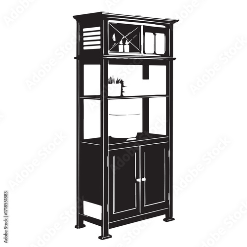 Black over the toilet Silhouette Vector, High Quality Illustration on White Background