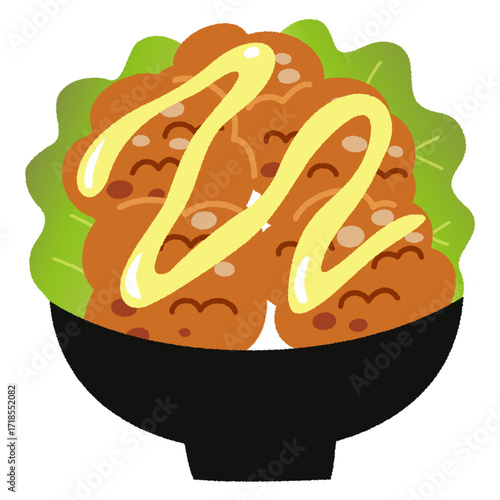 マヨネーズ唐揚げ丼のイラスト