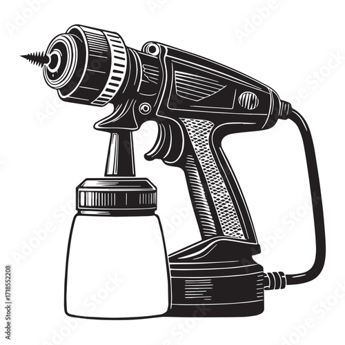 Black paint sprayer Silhouette Vector, High Quality Illustration on White Background