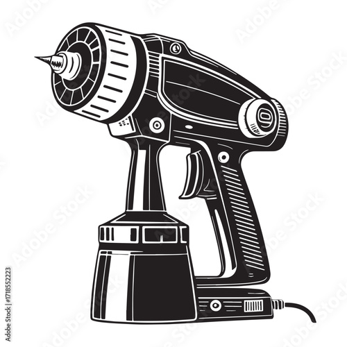 Black paint sprayer Silhouette Vector, High Quality Illustration on White Background
