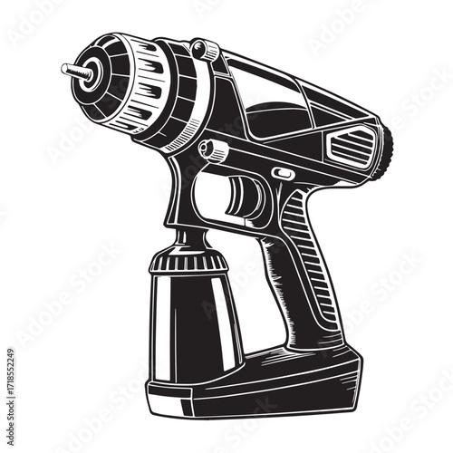 Black paint sprayer Silhouette Vector, High Quality Illustration on White Background