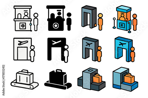 Colorful Airport Icons.
