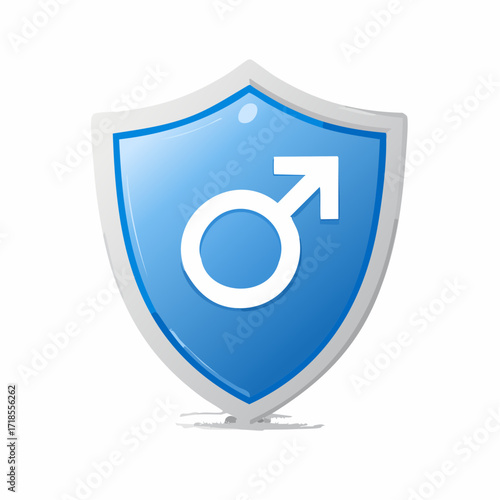 A Blue Shield with the Male Gender Symbol