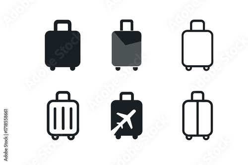 Travel Logo Variations. Travel. Set Logo of Travel: Suitcase. harmonious logo variations of the same emblematic concept, each with different artistic