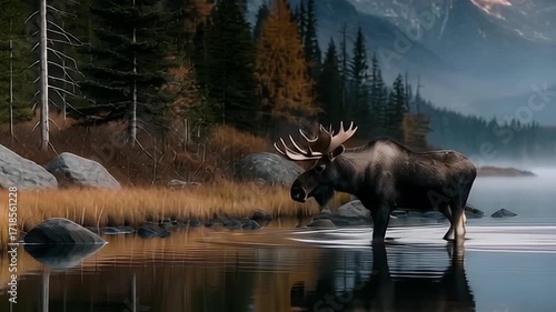 moose in the lake