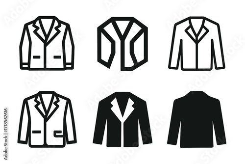 Fashion Logo Variations. Fashion. Set Logo of Fashion: Jacket. harmonious logo variations of the same emblematic concept, each with different