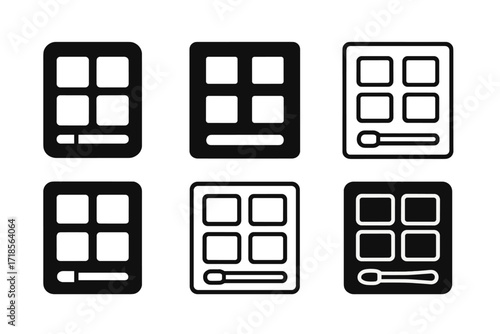 Cosmetic Logo Variations. Cosmetics. Set Logo of Cosmetics: Eyeshadow palette. harmonious logo variations of the same emblematic concept, each with different
