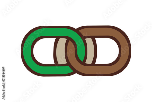 Interlocking chain links symbolizing connection strength and unity diverse colors