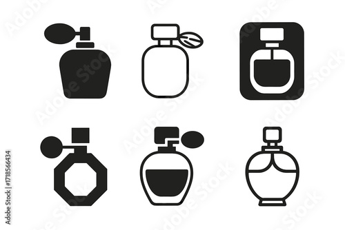 Fashion Logo Variations. Fashion. Set Logo of Fashion: Perfume bottle. harmonious logo variations of the same emblematic concept, each with different artistic