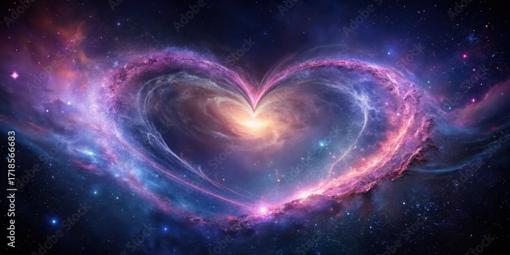 Obraz premium Cosmic Heart Nebula A swirling celestial dance of stardust and cosmic energy forming a heart shape in the vast expanse of space.
