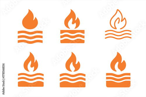 Geothermal Logo Variations. Renewable Energy. Set Logo of Renewable Energy: Geothermal energy. harmonious logo variations of the same emblematic concept, each