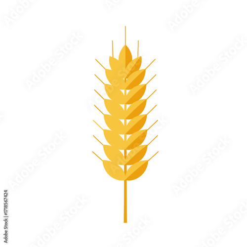 A stylized illustration of a single golden ear of wheat, representing harvest, agriculture, and cereal grains.