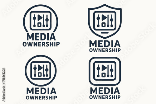 Digital Streaming Logos. Set Logo of Media ownership: digital streaming control panel. Logo set in vector style, emblematic variations.