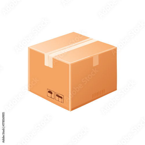 A Shipping Brown Box Isolat...