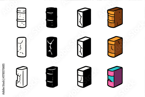 Vintage Book Spine Icons.