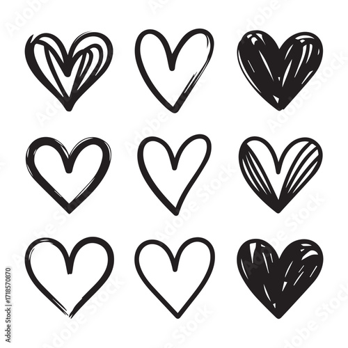 set of vector hearts, and love i con 