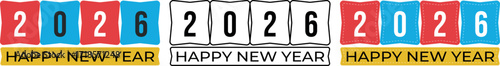 Vibrant graphic illustration of the year 2026, celebrating a joyous and prosperous New Year with festive colors and a modern design, perfect for holiday greetings and seasonal well wishes