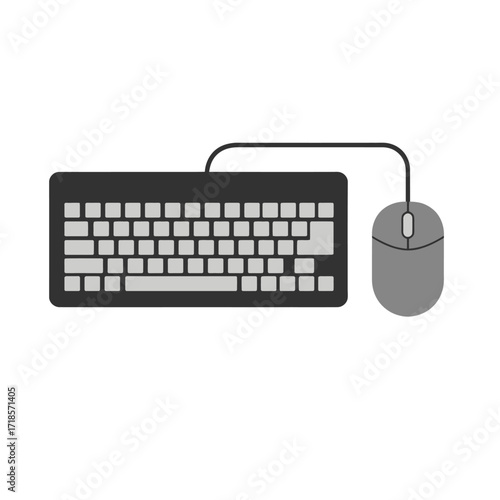 Simple illustration of a computer keyboard and mouse.