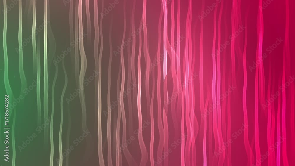 Abstract Video of Wavy Lines Gradienting from Green to Pink