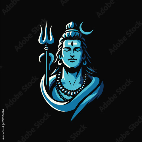 Lord shiva deity vector logo design art illustration