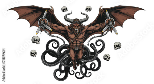Powerful Demon Pilot with Wings and Tentacles.