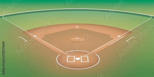 Baseball Diamond Illustration with Clean Lines