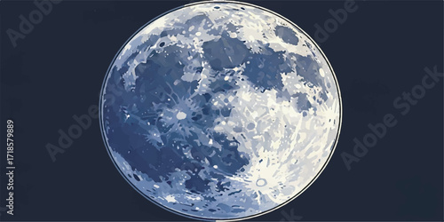 High-quality vector illustration of a moon designed with clean lines and smooth gradient or solid colors