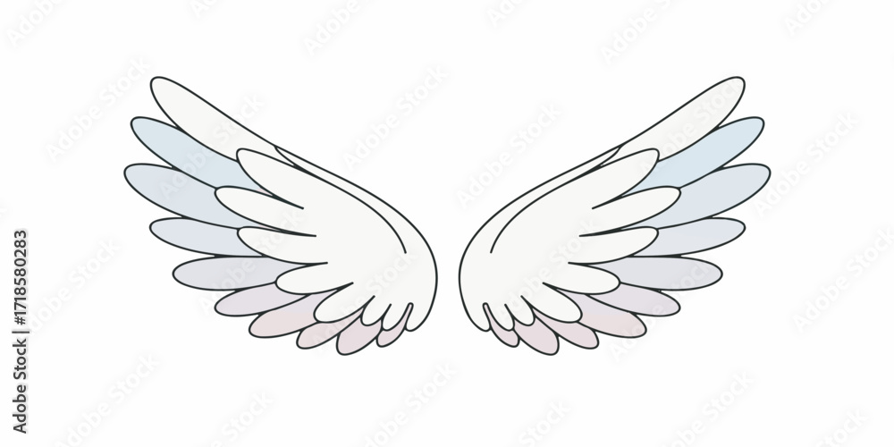Obraz premium Angel Wings Illustration with Clean Lines