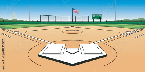 High-quality illustration of a baseball diamond with clean lines and smooth solid or gradient colors.