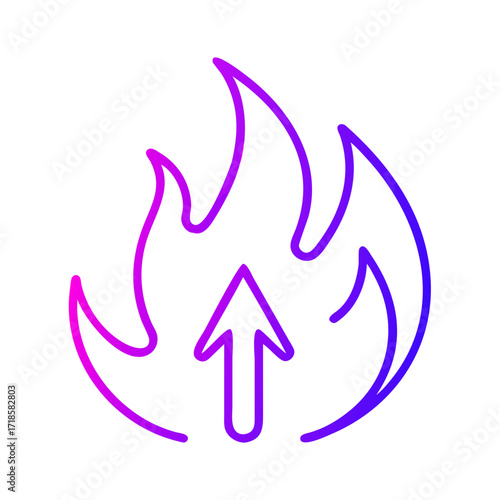 A striking illustration of a flame with an arrow pointing upwards, symbolizing growth and increase. The gradient color adds a modern touch, while the lines convey a dynamic energy