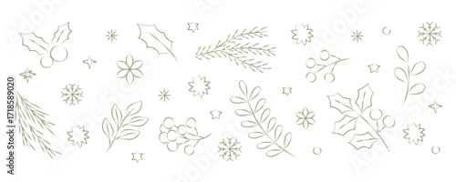 鉛筆手描きのクリスマスモチーフ