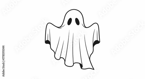 Simple Ghost Illustration for Halloween A Spooky and Cute Outline for Holiday Fun