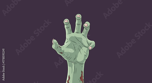 Zombie Hand Rising From the Grave Illustration for Horror Themes