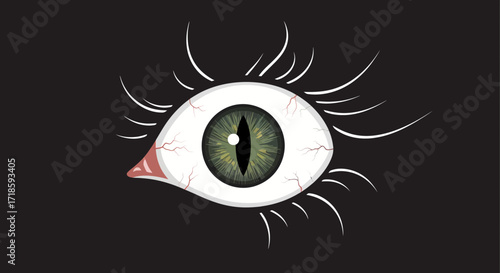 Unblinking Gaze A Glimmering Emerald Eye Illustration