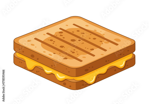 Cartoon grilled cheese sandwich toasted bread melted cheese grill marks