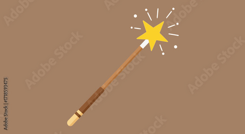 Enchanting Star Wand Illustration on Beige Background