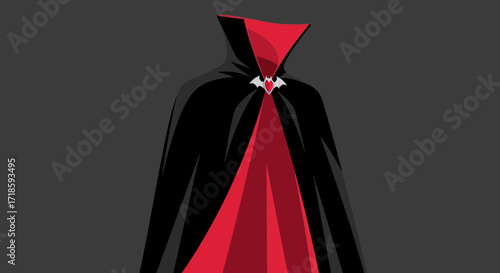 Mysterious Black and Red Cloak Illustration