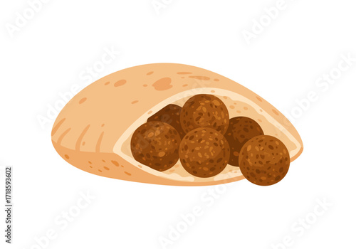 Falafel balls inside tan pita bread