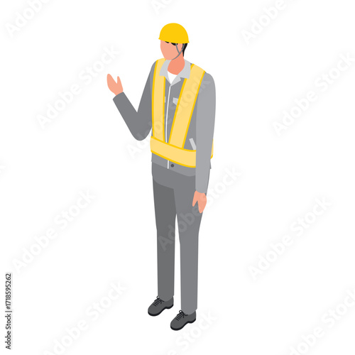 工事現場の作業員男性（イラスト）