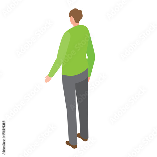 後ろ姿で歩く男性