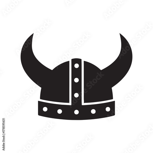 Bold Viking Helmet Icon Depicting Nordic Warrior Culture and Historical Symbolism for Design Projects with a Strong and Primitive Feel