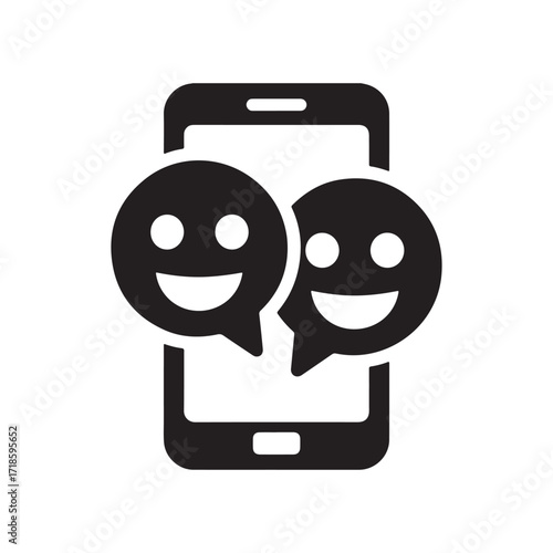 Smartphone messaging emoji illustration