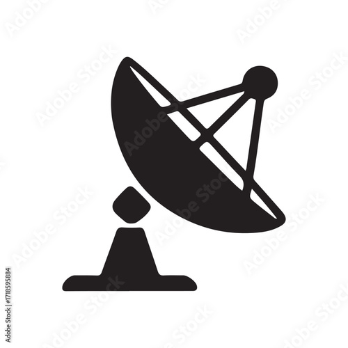 Silhouette of a satellite dish antenna for communication and exploration concept a vector illustration symbolizing technological advancement and global connectivity with a broadcast symbol