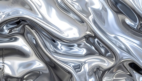 Liquid metal abstract; shimmering, flowing texture