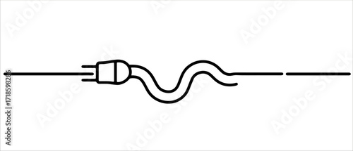 Electric plug and cable line icon. Connection or disconnection of electrical appliance, power supply. Vector illustration for interface element, web design, app