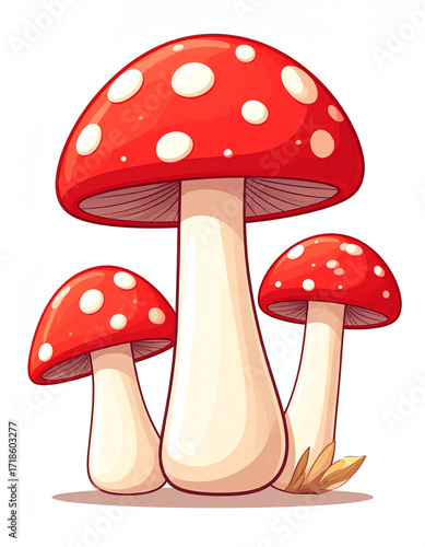 Whimsical Red and White Spot Mushrooms