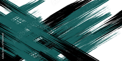 Hand drawn grainy green brush stroke with spray texture. Rough thick brush stroke texture. Grunge distress damaged old banner with zigzag bold line.vector